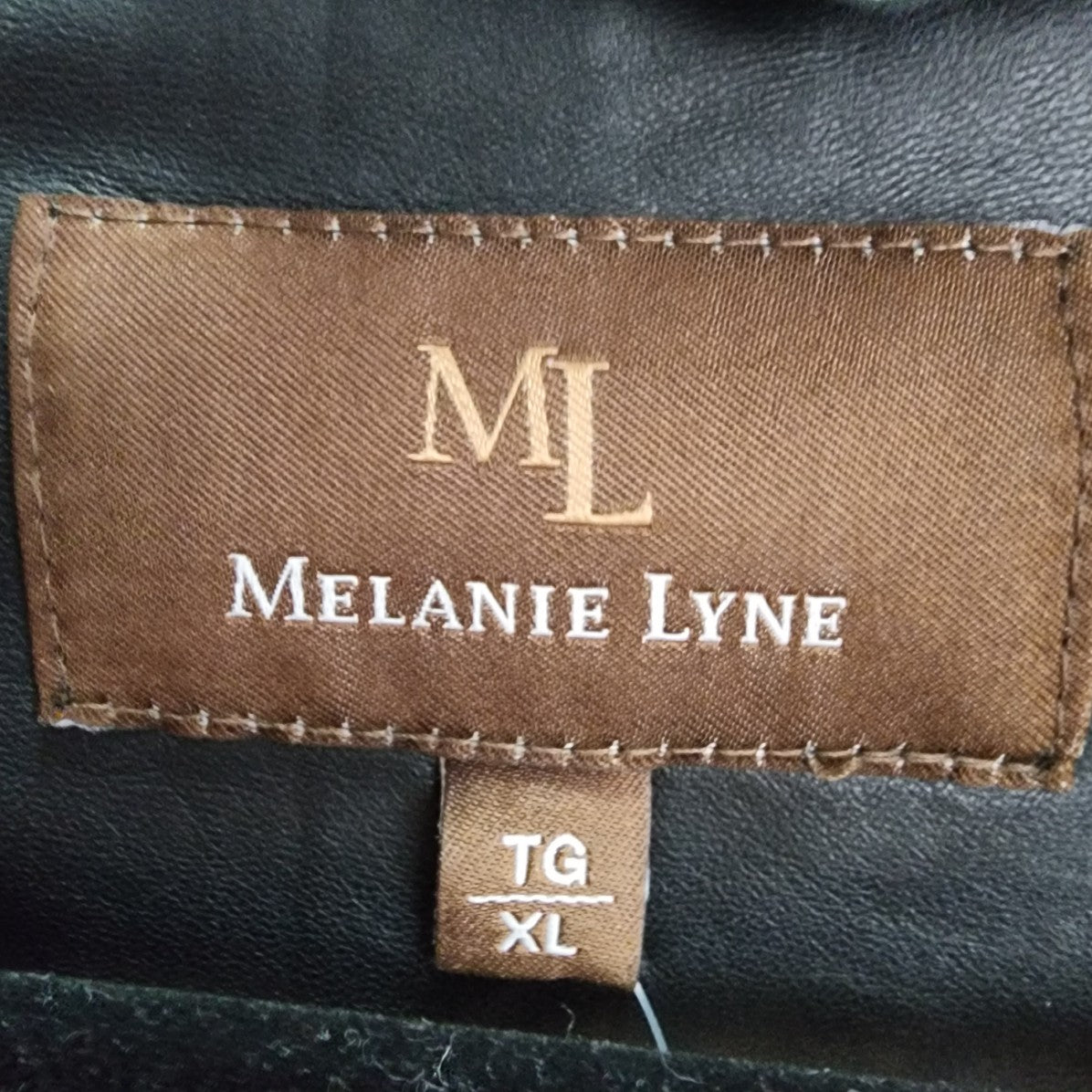 Melanie Lyne Black Leather Waterfall Jacket Size XL