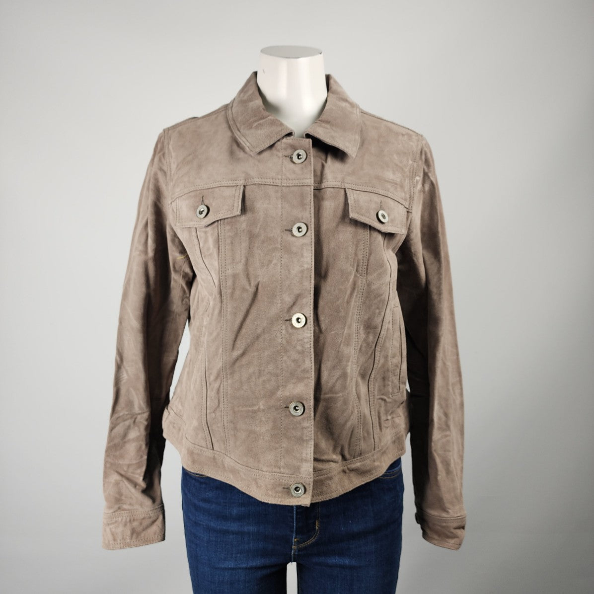 Soia & Kyo Taupe Suede Button Up Jacket Size XL