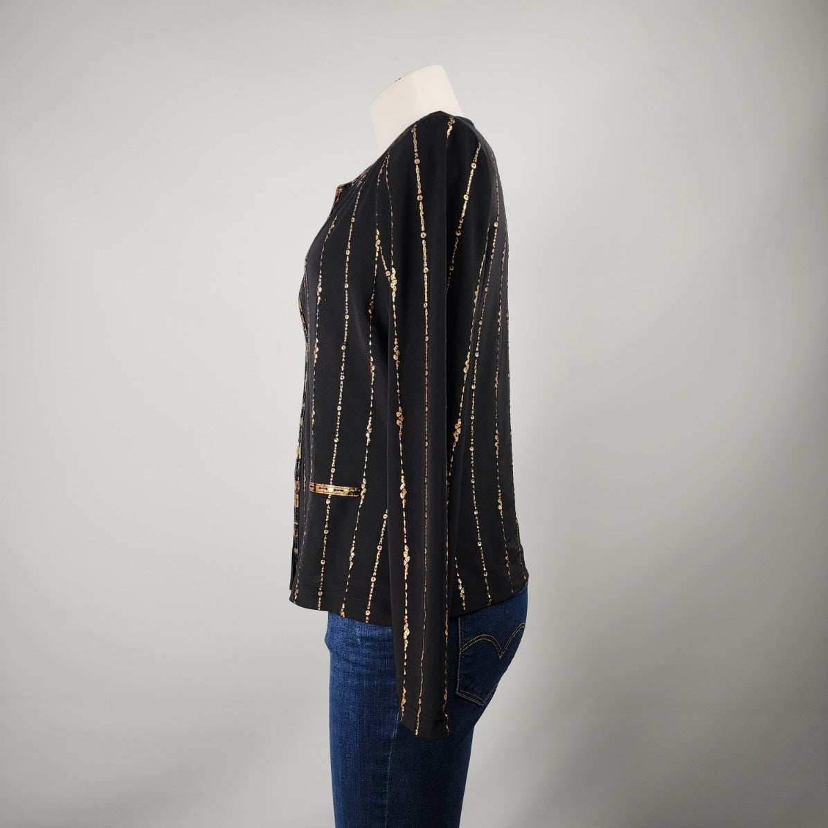 Joseph Ribkoff Black & Gold Beaded Jacket Size M