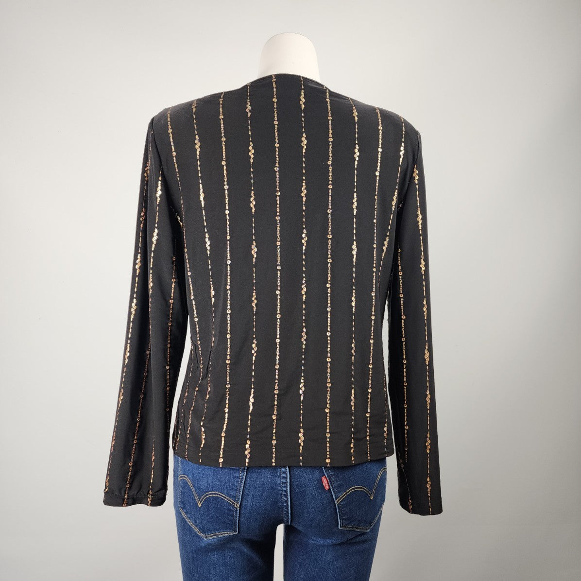 Joseph Ribkoff Black & Gold Beaded Jacket Size M