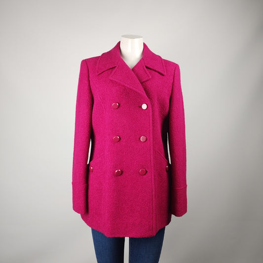 Jacques Vert Pink Wool Double Breasted Pea Coat Size 12