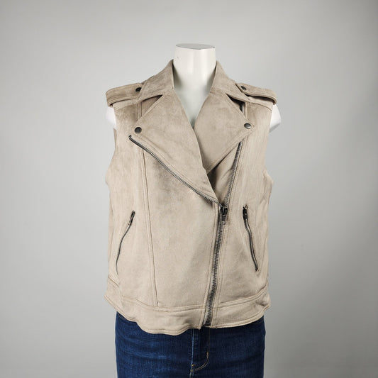 Philosophy Cream Faux Suede Biker Zip Up Vest Size XL