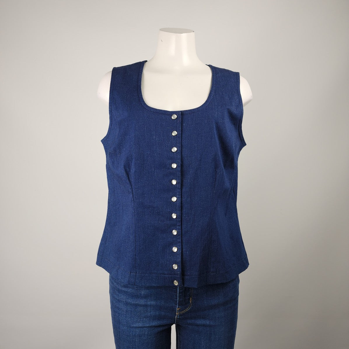 Blue Denim Snap Front Vest Size L