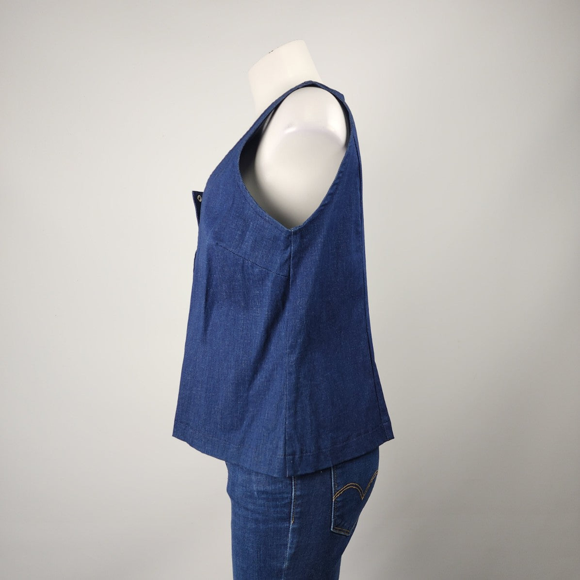 Blue Denim Snap Front Vest Size L