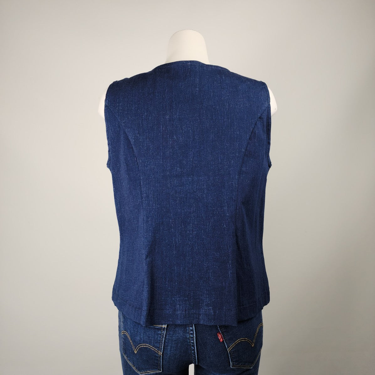 Blue Denim Snap Front Vest Size L