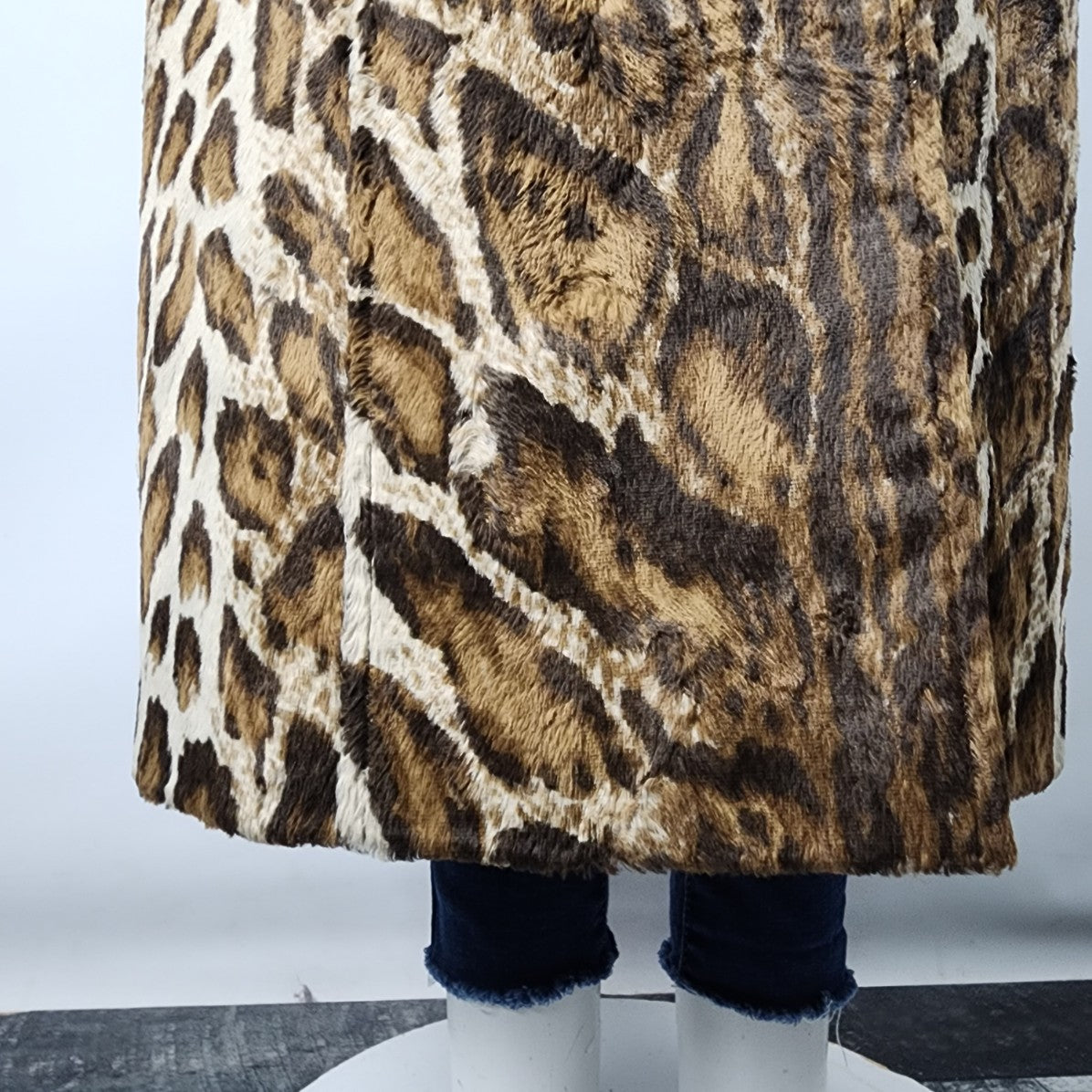 Simon Chang Brown Animal Print Button Up Long Jacket Size 12