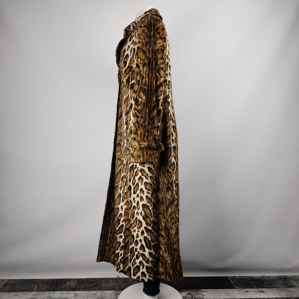 Simon Chang Brown Animal Print Button Up Long Jacket Size 12