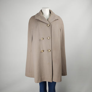 Vintage BMH Fashions Taupe Wool Cape Jacket Onesize