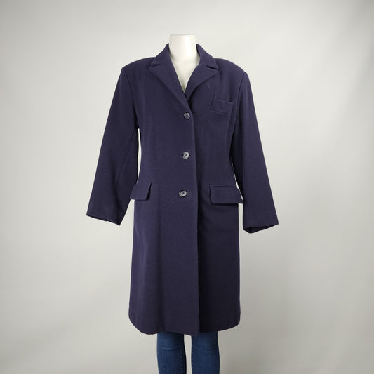 Vintage Martoni Navy Blue Wool & Cashmere Pea Coat Size M/L