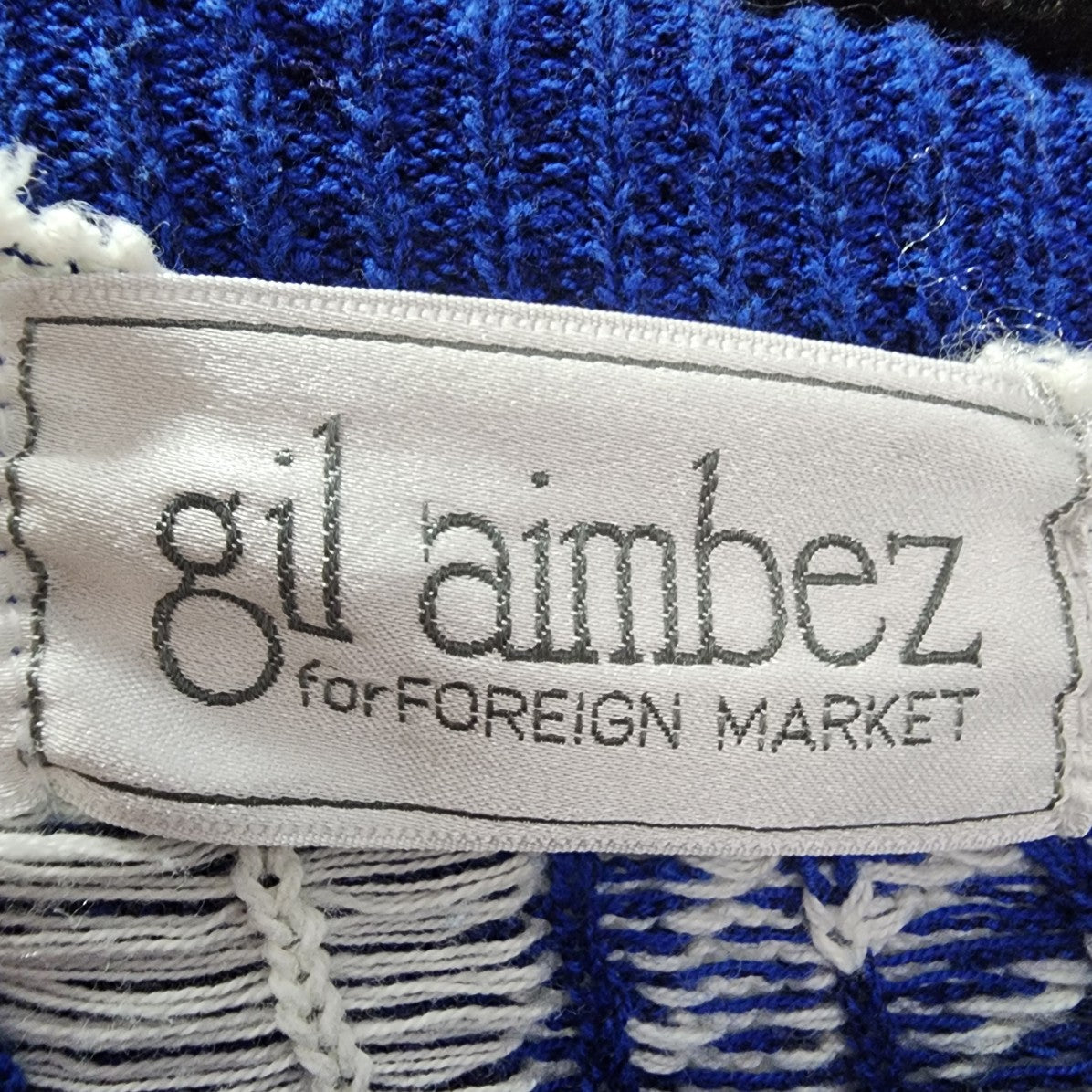 Vintage Gil Aimbez Blue Knit Star Cotton Sweater Size M