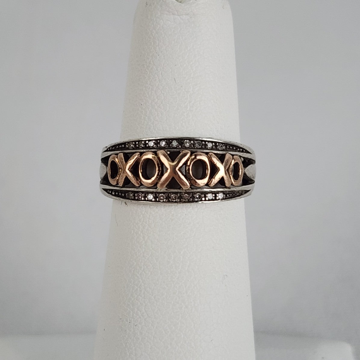 10K Rose Gold 925 Silver XOXO Ring Size 5