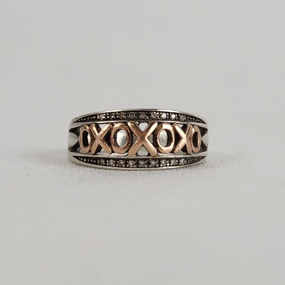 10K Rose Gold 925 Silver XOXO Ring Size 5