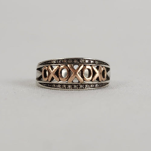 10K Rose Gold 925 Silver XOXO Ring Size 5