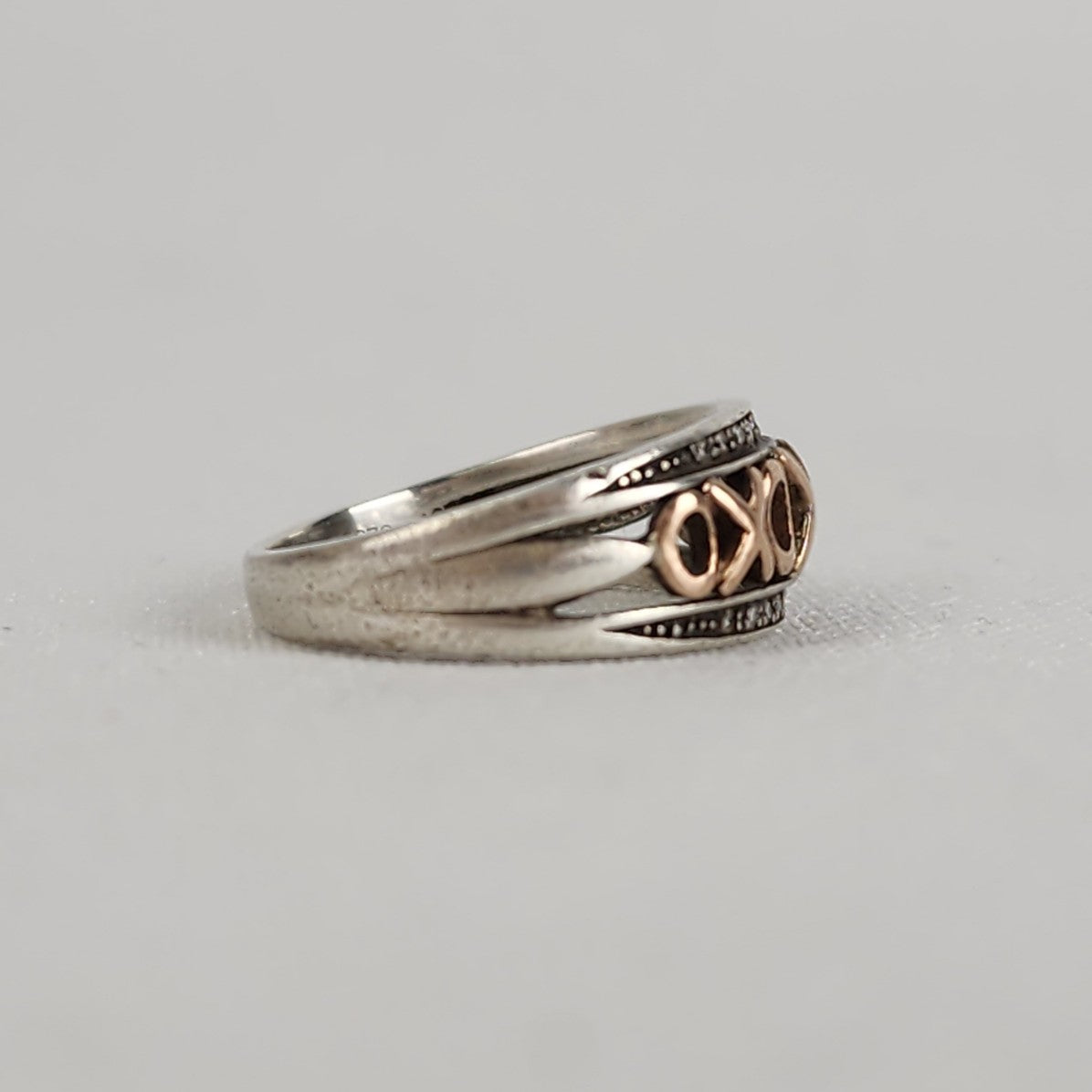 10K Rose Gold 925 Silver XOXO Ring Size 5