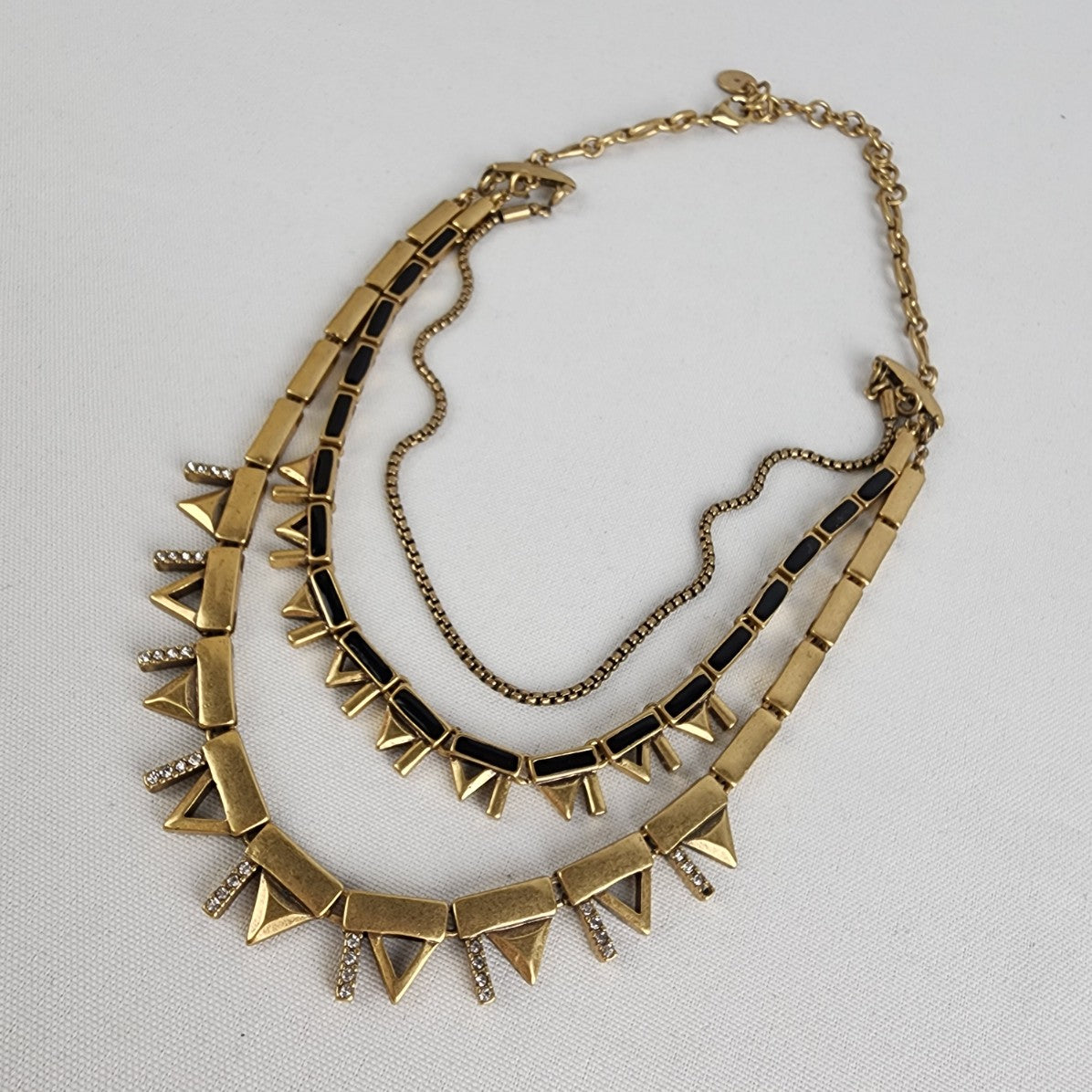 Stella & Dot Matt Gold & Black Layered Chain Necklace