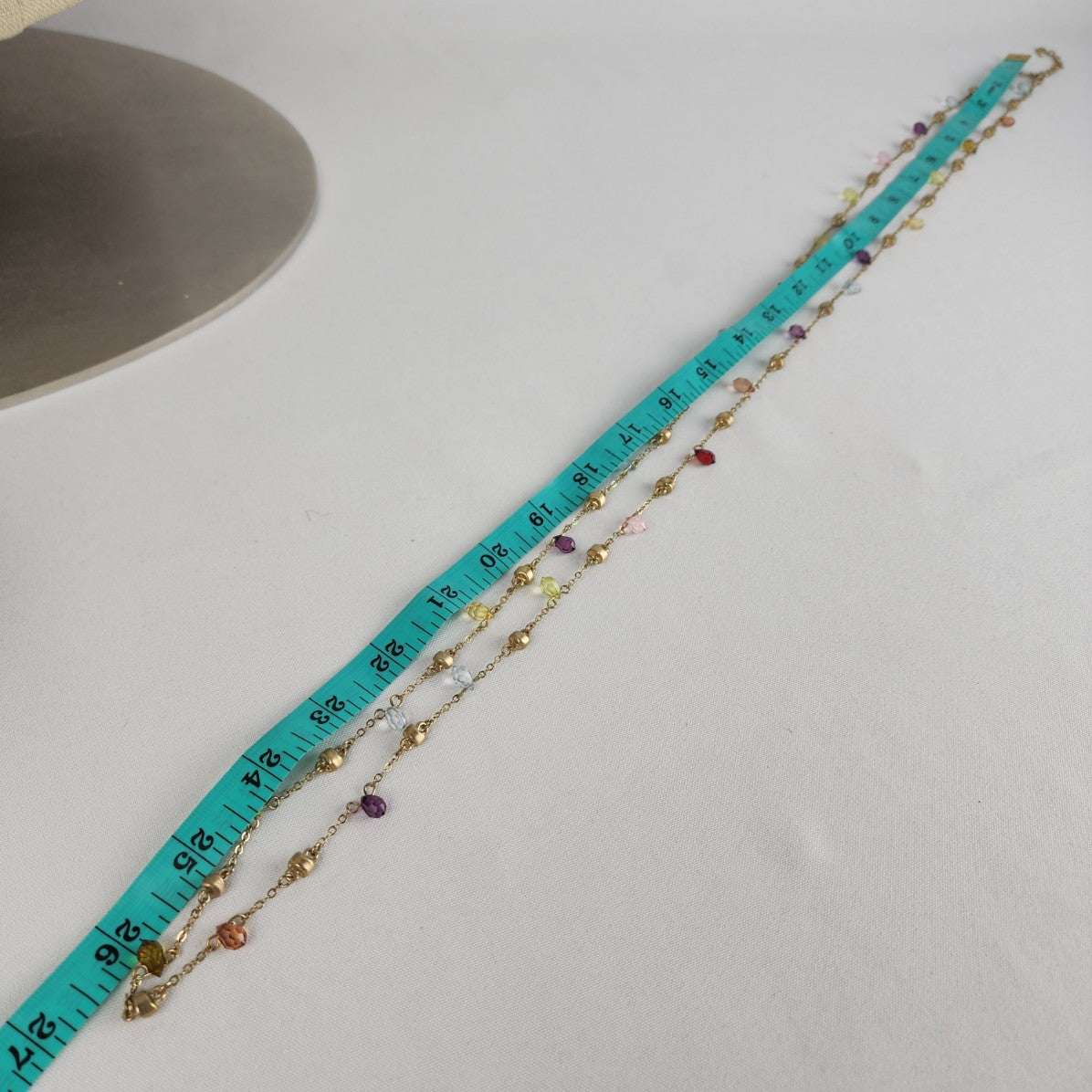 Gold Tone Chain Colorful Crystal Detail Long Necklace