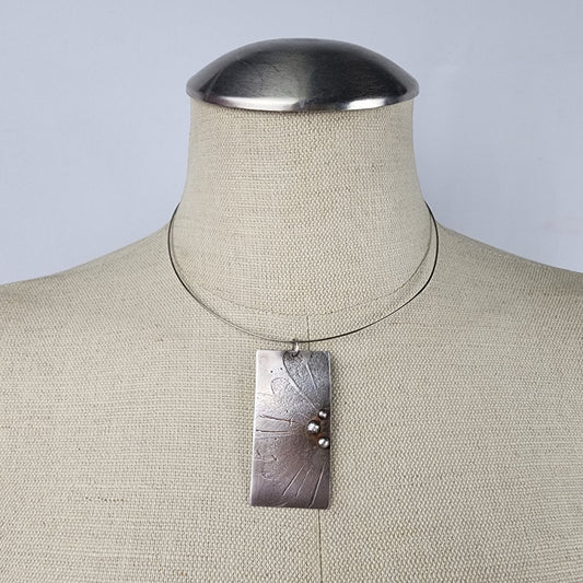 Silver Floral Pendant Collar Necklace