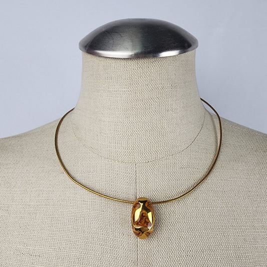 FAC Gold Tone Nugget Pendant Collar Necklace