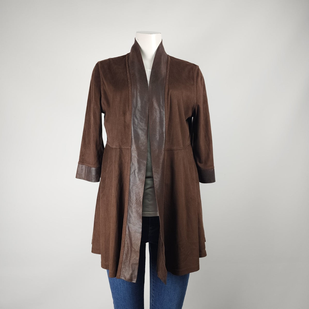 Joseph Ribkoff Brown Faux Suede Cardigan Size 12