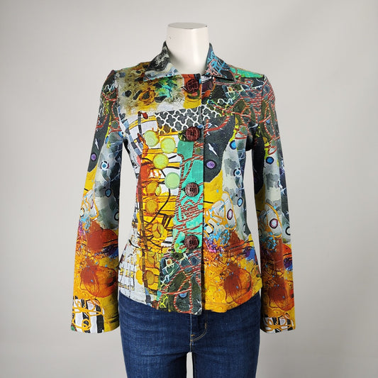 Simply Art By Dolcezza Colorful Button Up Jacket Size S