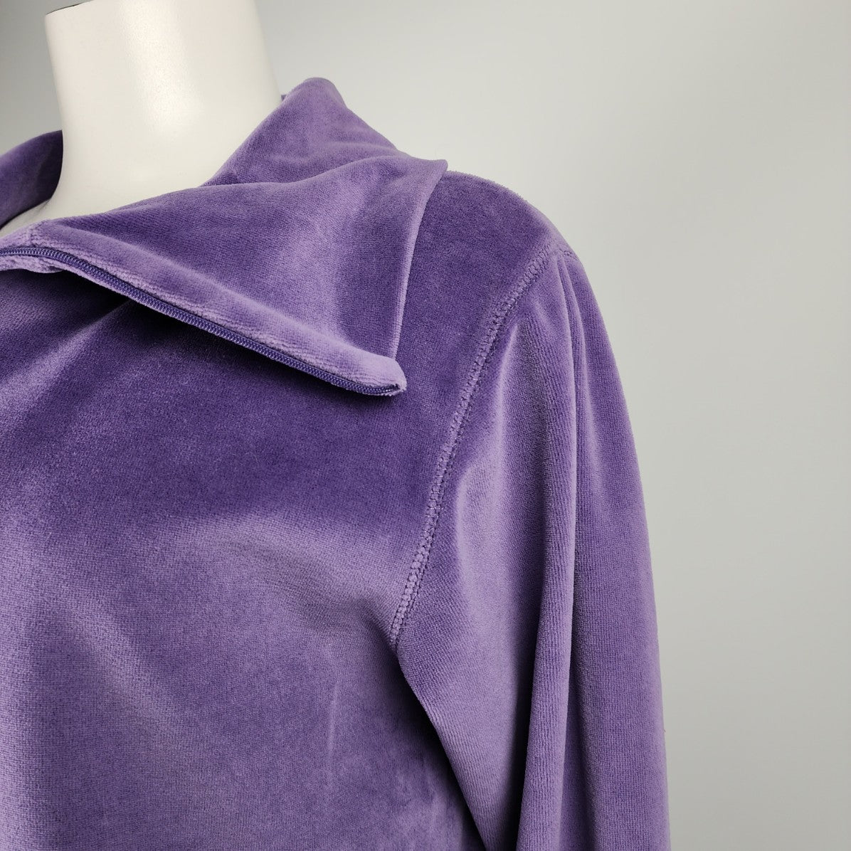 Northern Reflections Purple Velour 1/4 Zip Pullover Top Size S