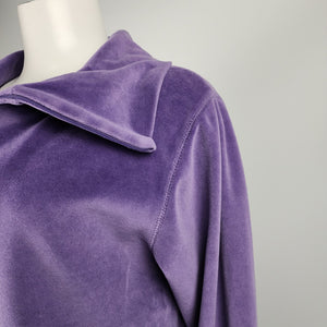 Northern Reflections Purple Velour 1/4 Zip Pullover Top Size S