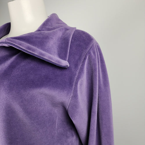 Northern Reflections Purple Velour 1/4 Zip Pullover Top Size S