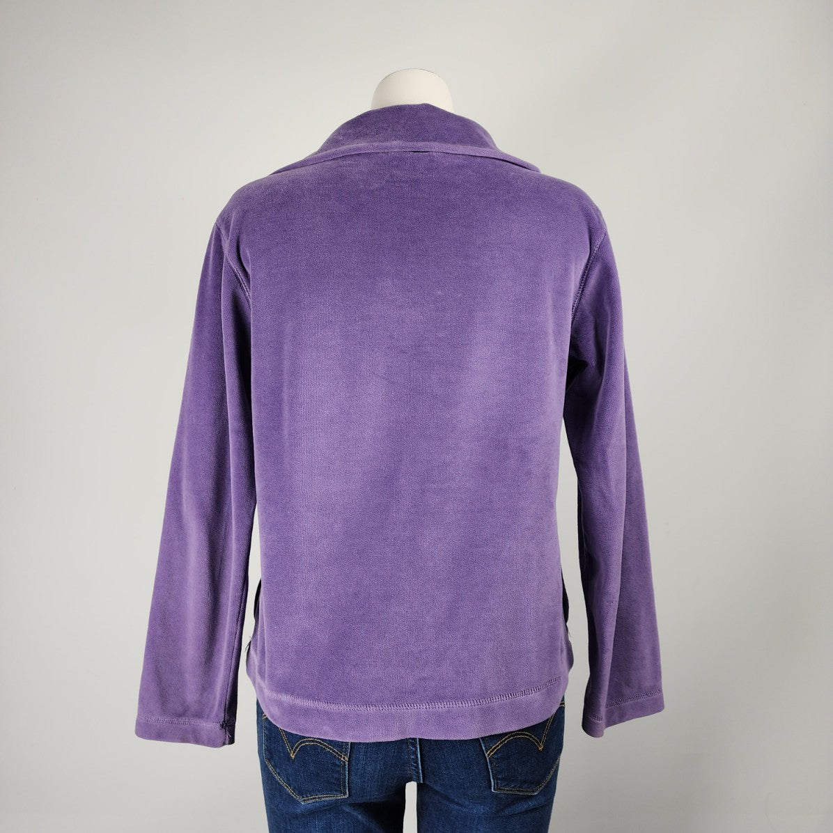 Northern Reflections Purple Velour 1/4 Zip Pullover Top Size S