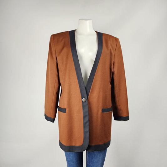 Vintage Fitting Image Brown Wool Blazer Size 16