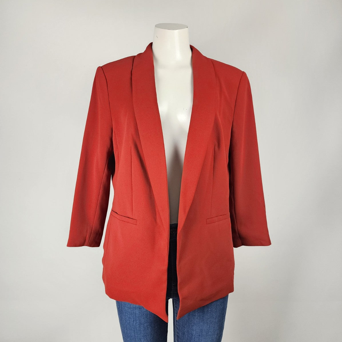 H&M Red Open Front Blazer Jacket Size L