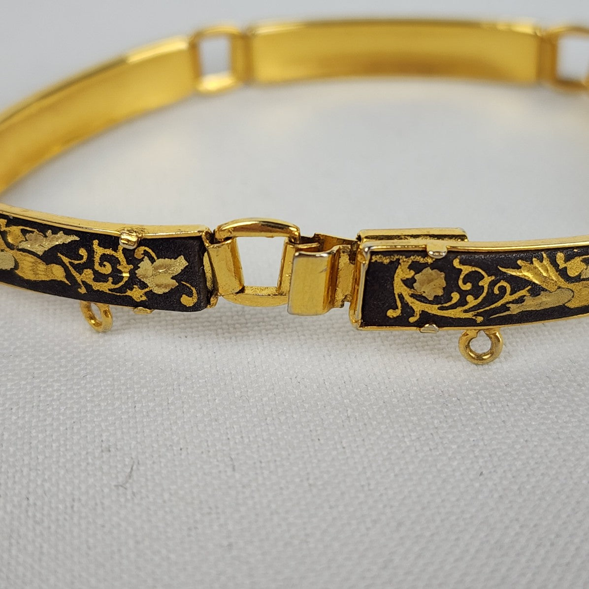 Vintage Spanish Damascene Gold & Black Dove Link Bracelet