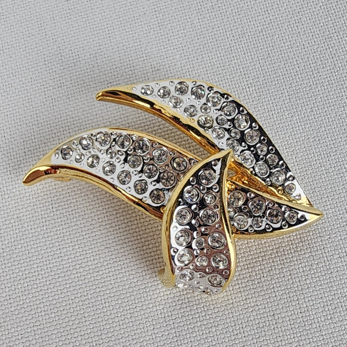 Vintage Butler Silver & Gold Rhinestone Brooch