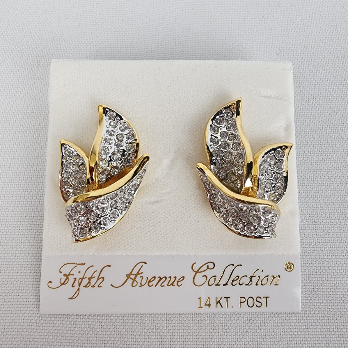 Fifth Avenue Collection 14K Post Silver & Gold Rhinestone Earrings