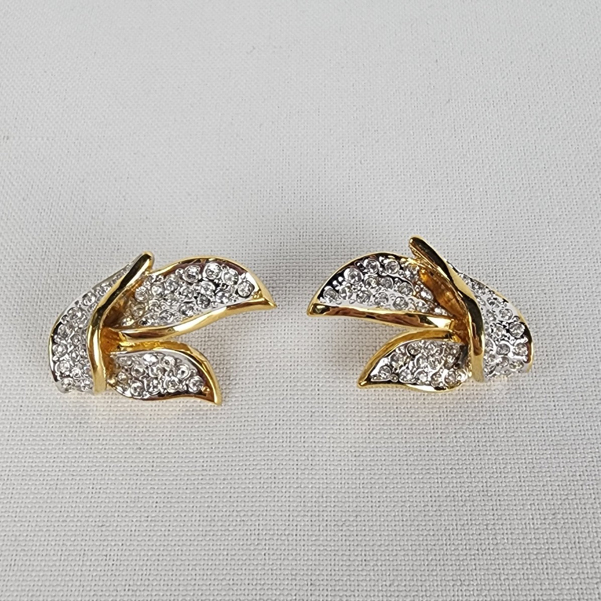 Fifth Avenue Collection 14K Post Silver & Gold Rhinestone Earrings