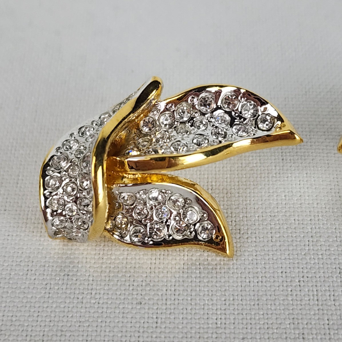 Fifth Avenue Collection 14K Post Silver & Gold Rhinestone Earrings