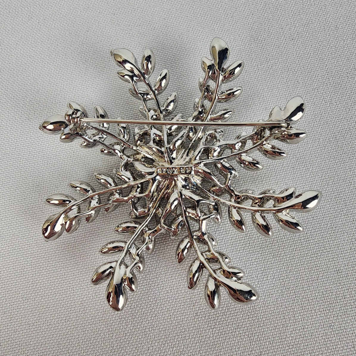 Vintage Silver Tone AB Rhinestone Snow Flake Brooch