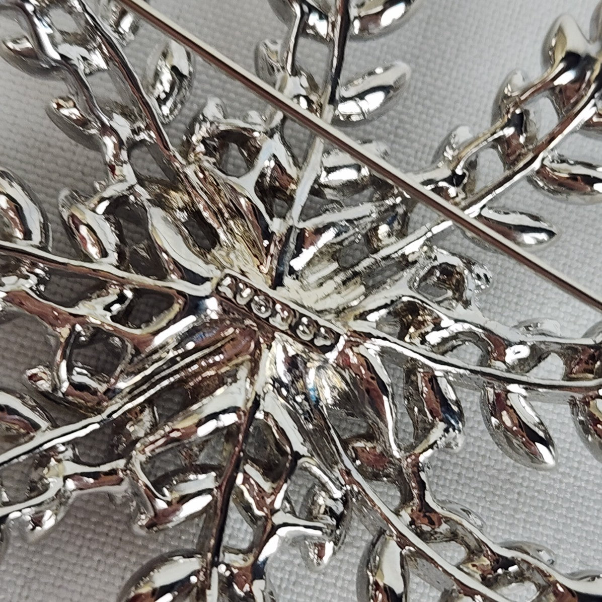 Vintage Silver Tone AB Rhinestone Snow Flake Brooch