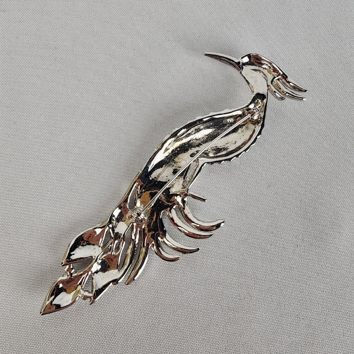 Silver AB Rhinestone Peacock Statement Brooch