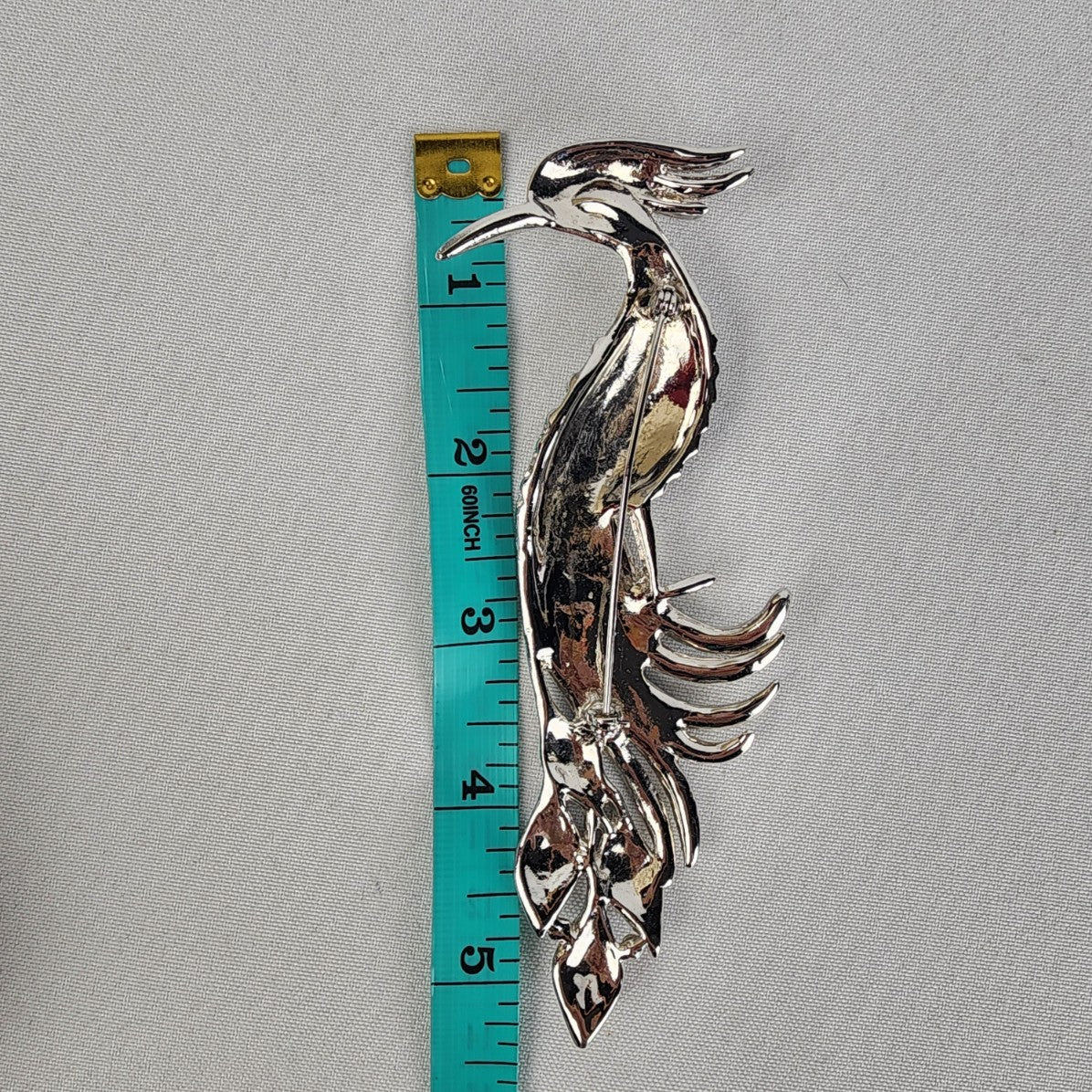 Silver AB Rhinestone Peacock Statement Brooch