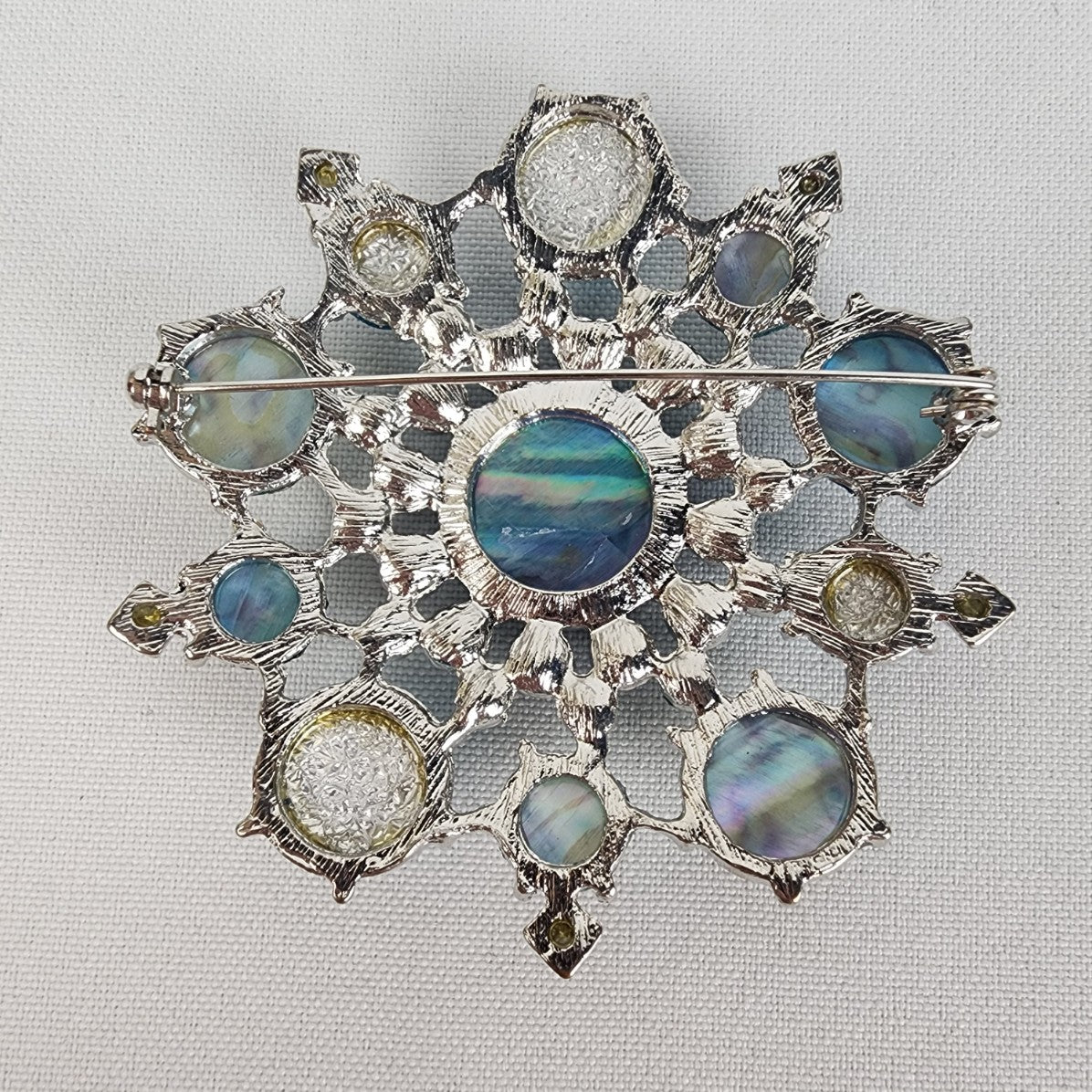 Vintage Blue Crystal Stone Oversize Brooch