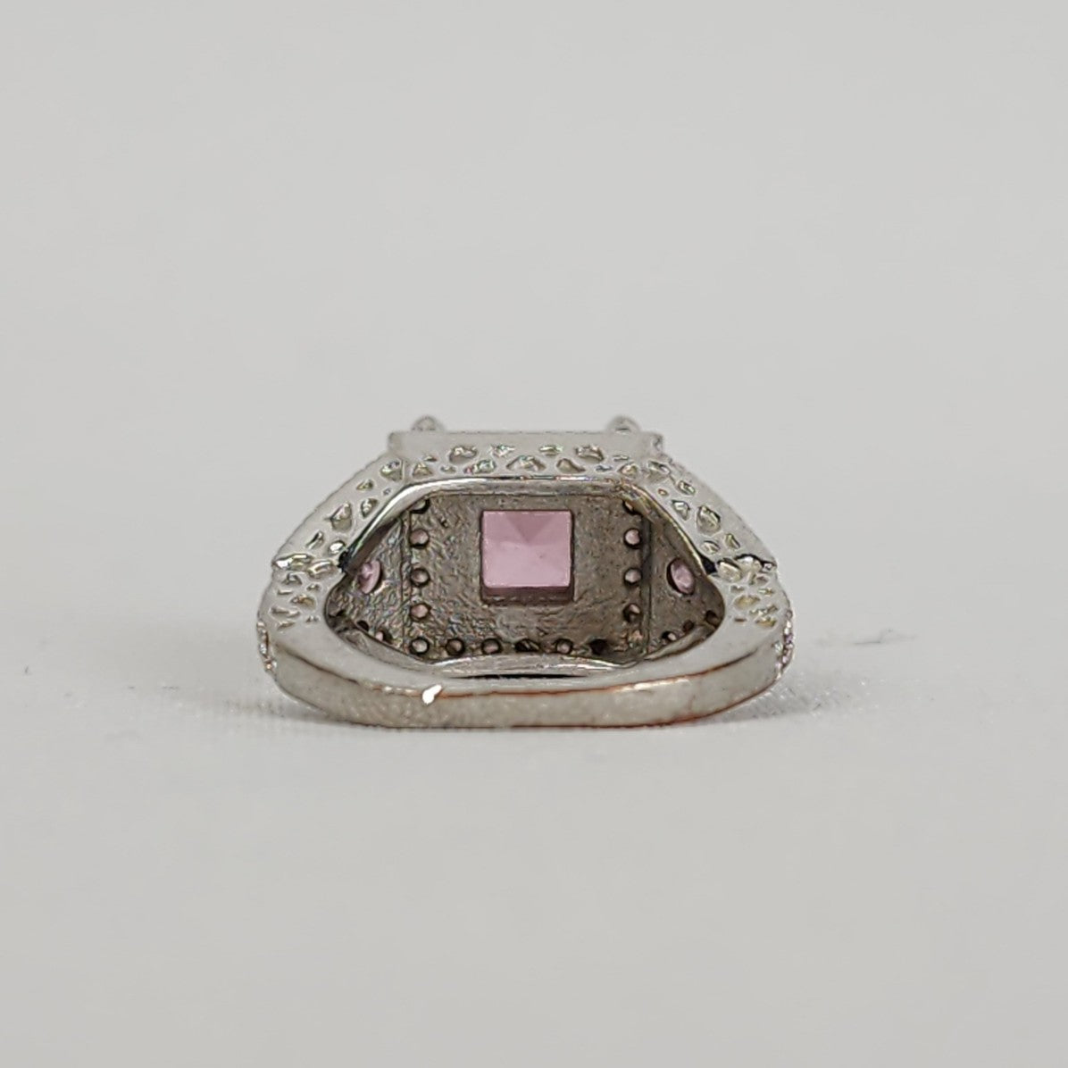 S925 Silver Tone Pink Stone Ring Size 7