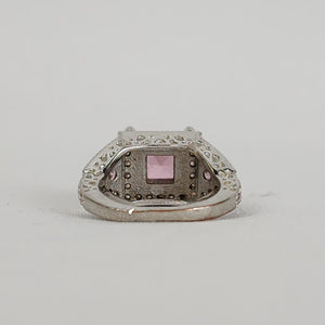 S925 Silver Tone Pink Stone Ring Size 7