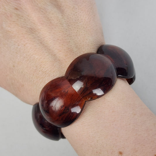 Vintage Amber Colored Resin Bangle Bracelet