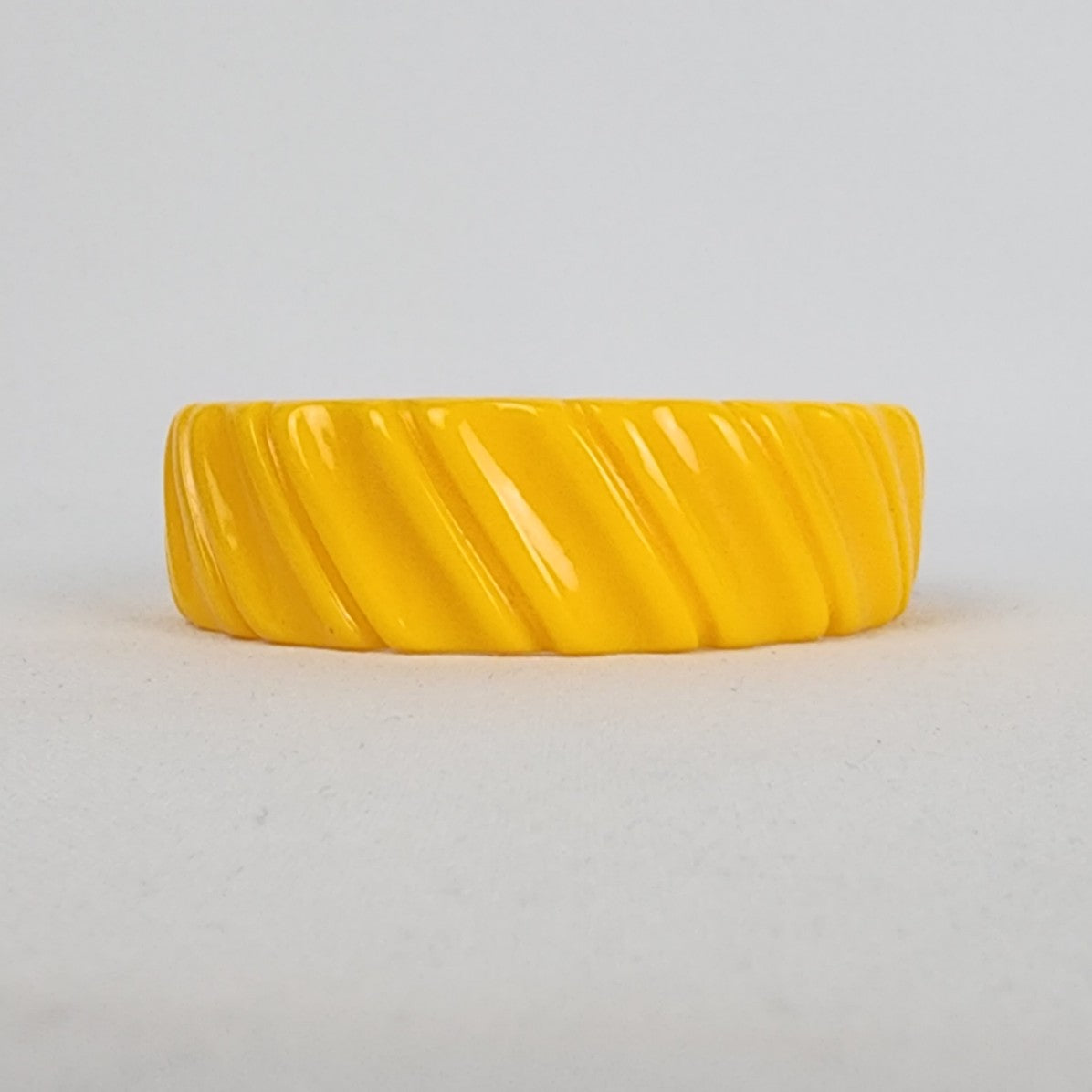 Vintage Yellow Carved Bangle Bracelet