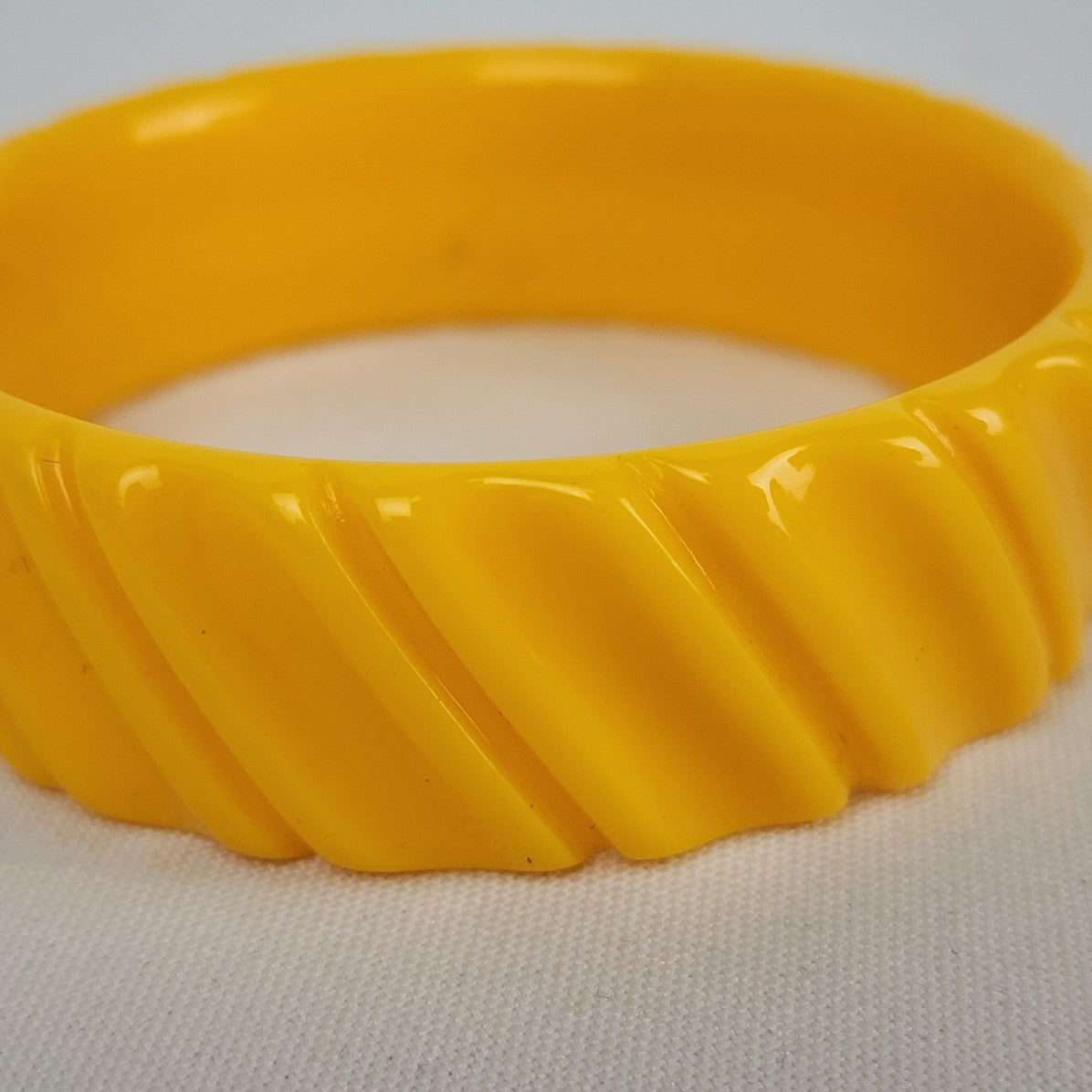 Vintage Yellow Carved Bangle Bracelet