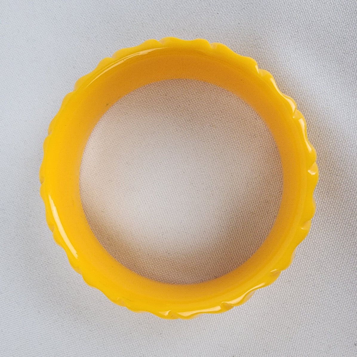 Vintage Yellow Carved Bangle Bracelet