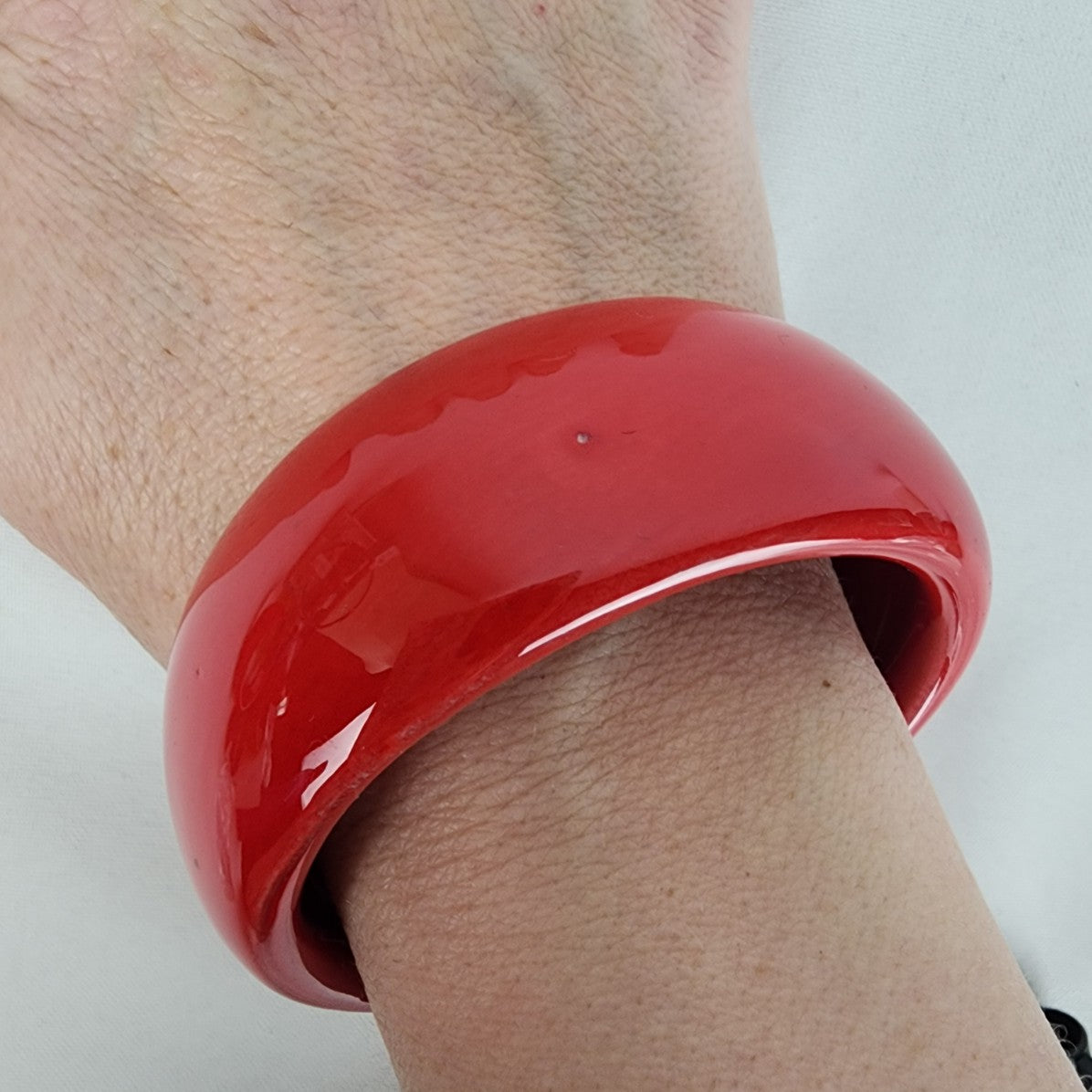 Vintage Red Ceramic Bangle Bracelet