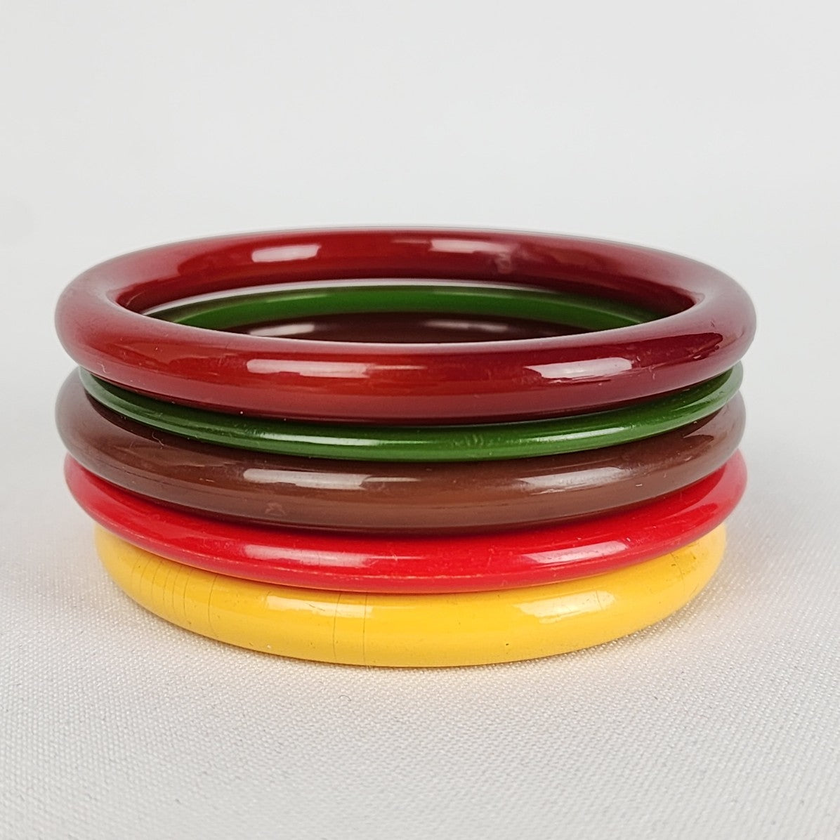 Vintage Earth Tone Plastic & Resin Stacking Bracelets