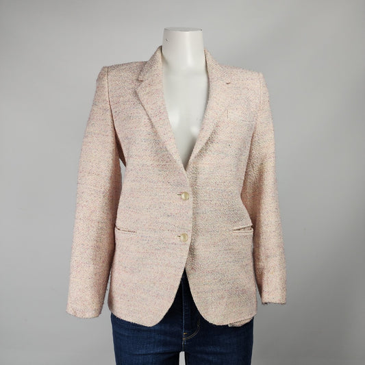 Vintage Marc D’Alcy Pink Tweed Cotton Two Button Blazer Size S/M