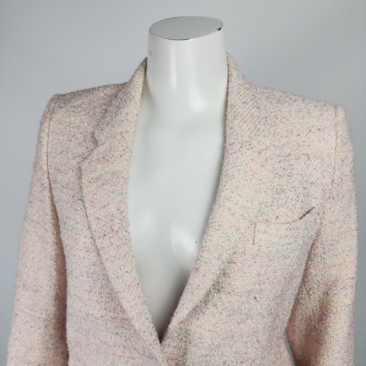 Vintage Marc D’Alcy Pink Tweed Cotton Two Button Blazer Size S/M